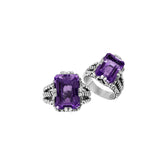Handcrafted Sterling Silver Amethyst Quartz Regal Rope Elegance Ring With Balinese Detailing.